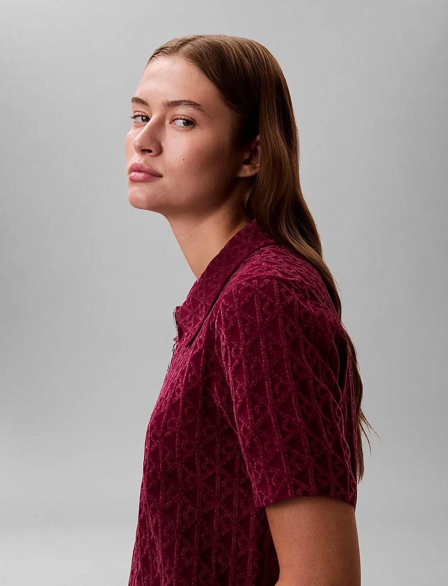 Calvin Klein - AOP Textured SS Top - jumpers - berry glaze combo - 5