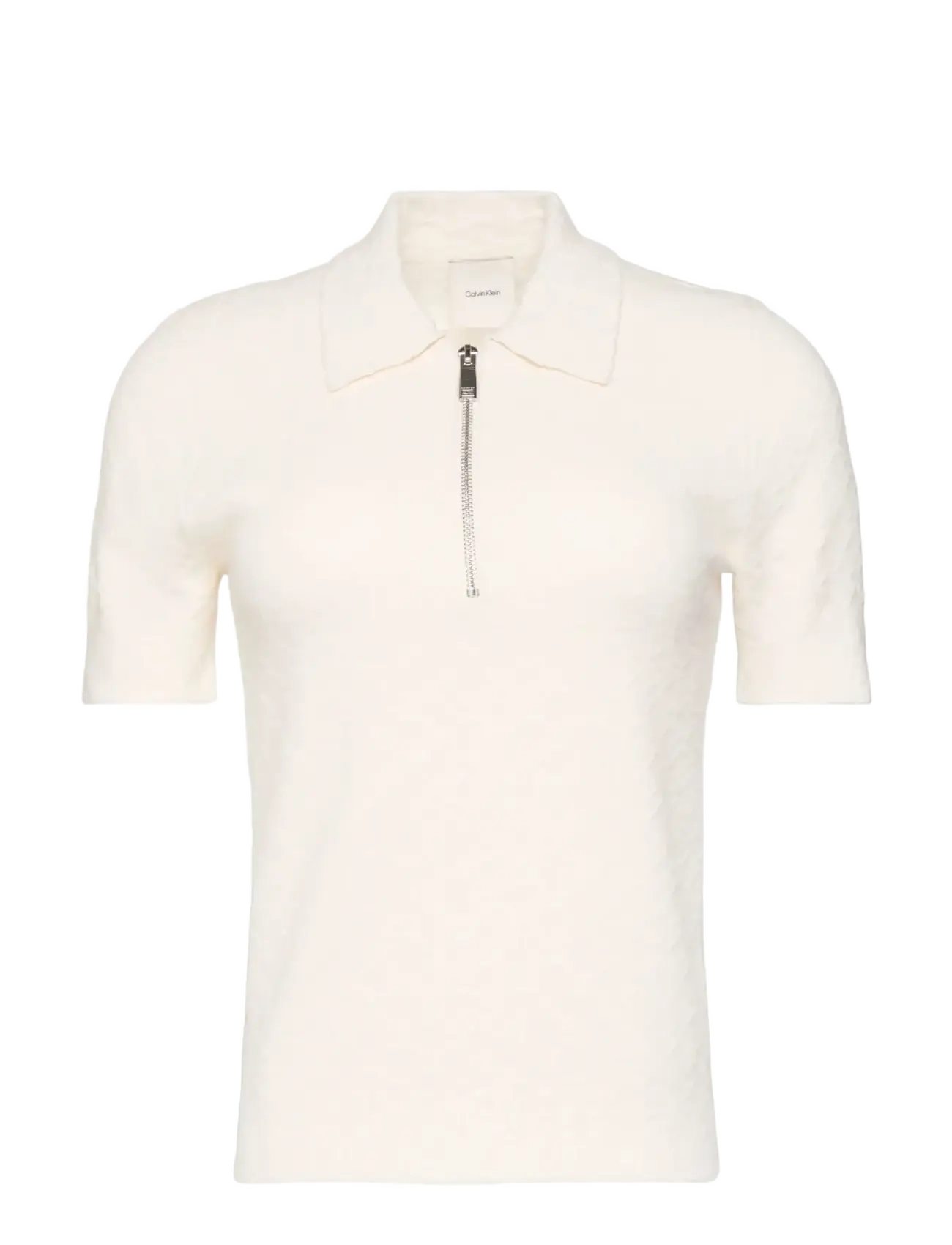 Calvin Klein AOP Textured SS Top - Tøj - WHITE GREIGE COMBO / cream