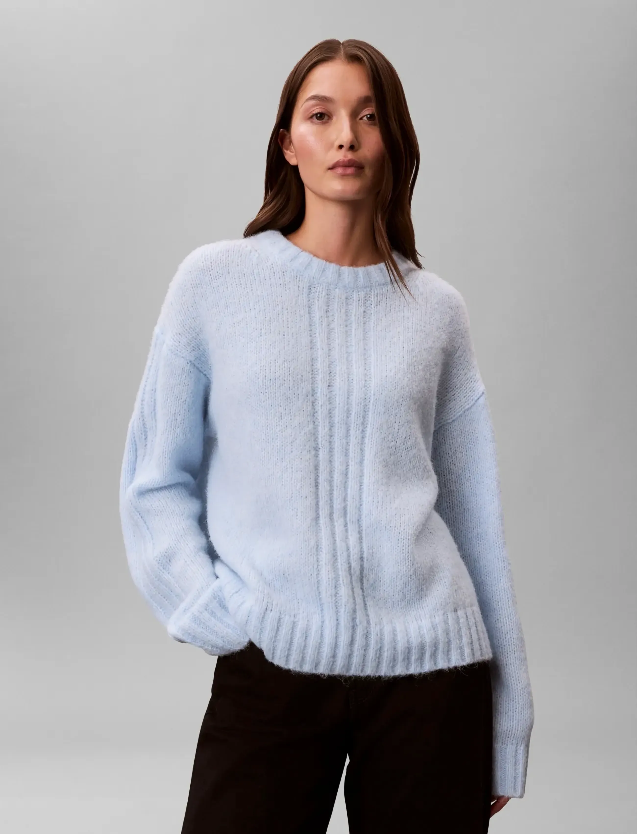 Calvin Klein Brushed Wool Blend Pullover - Knitwear - KEEPSAKE BLUE / blue