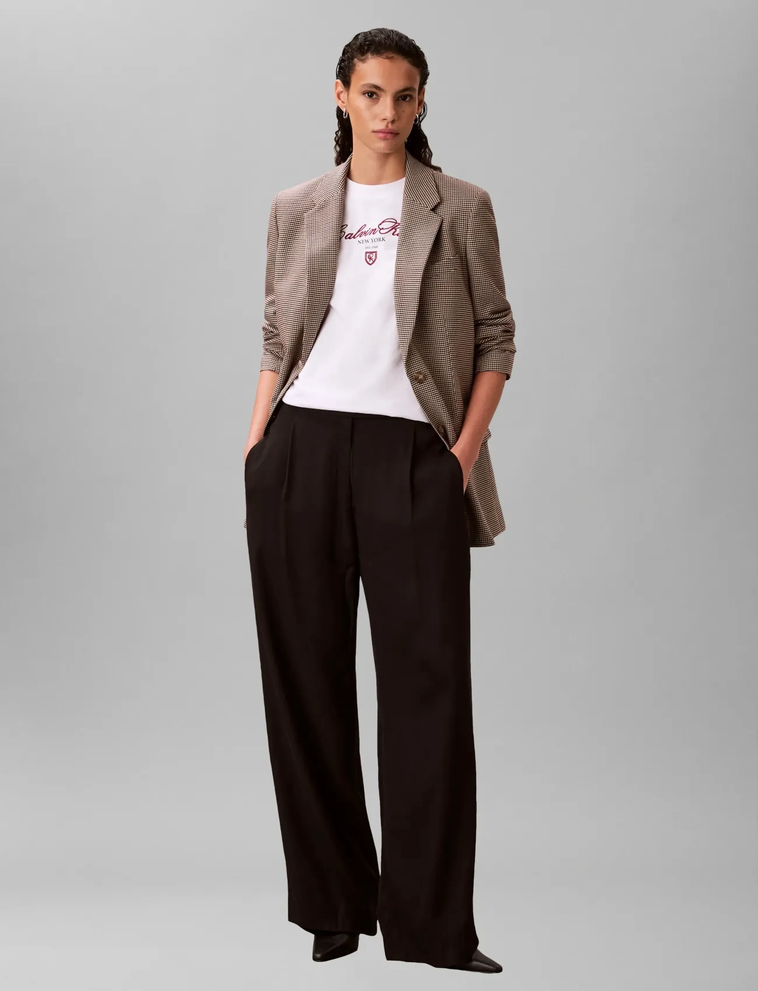 Calvin Klein Tech Yd Suiting Oversized Blazer, 34, Multi/patterned, Blazere > Enkeltradede Blazere, Dame