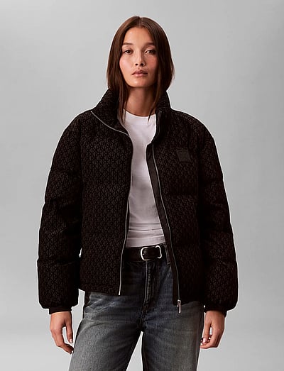 Calvin Klein AOP MID WEIGHT DOWN PUFFER JACKE - Pūkinės ir dygsniuotos striukės - BLACK / black