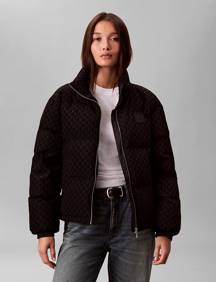 Calvin Klein - AOP MID WEIGHT DOWN PUFFER JACKE - winter jackets - black - 0