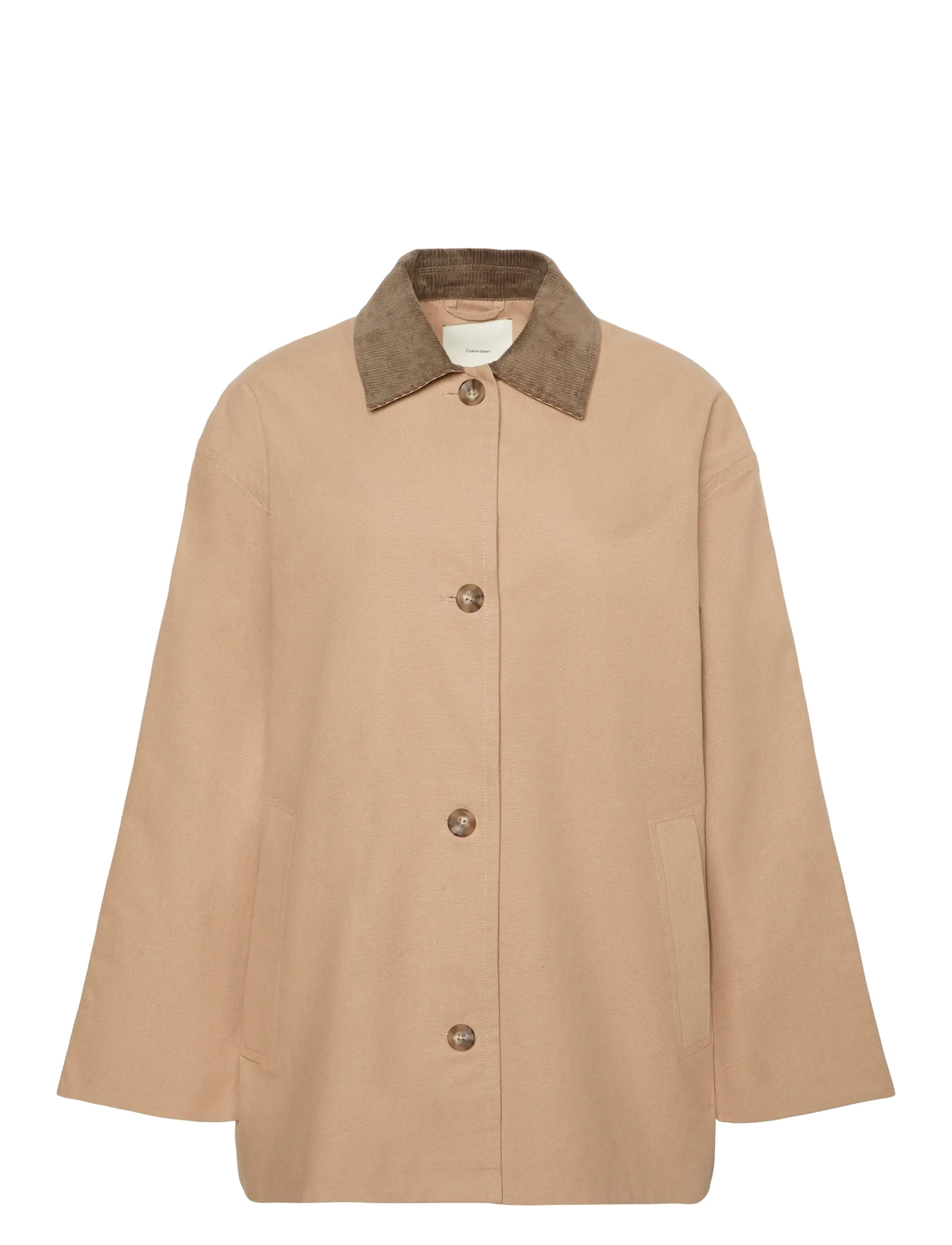 CALVIN KLEIN Baumwolle Kurz Mac Mantel Beige - S - Damen