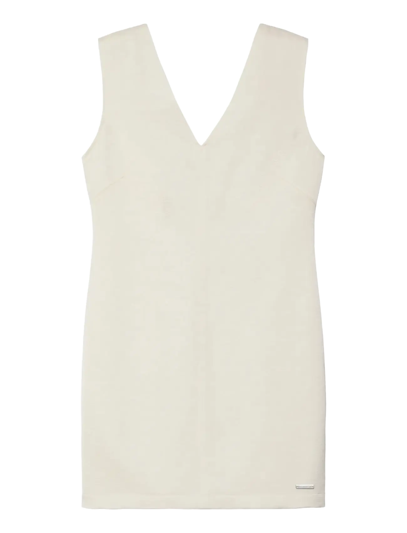 CALVIN KLEIN Heavy Textured Shine Mini Kleid Cream - 38 - Damen