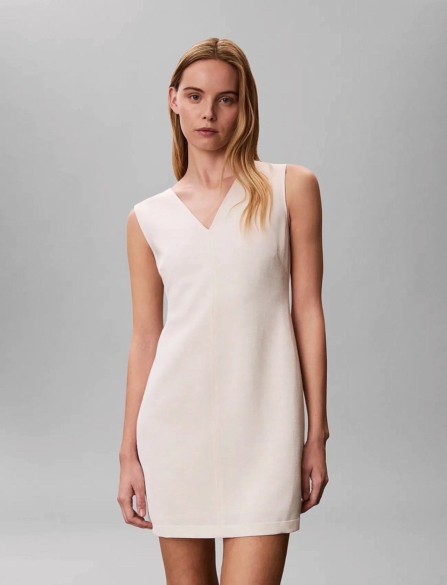 Calvin Klein - HEAVY TEXTURED SHINE MINI DRESS - korte kjoler - tofu - 3