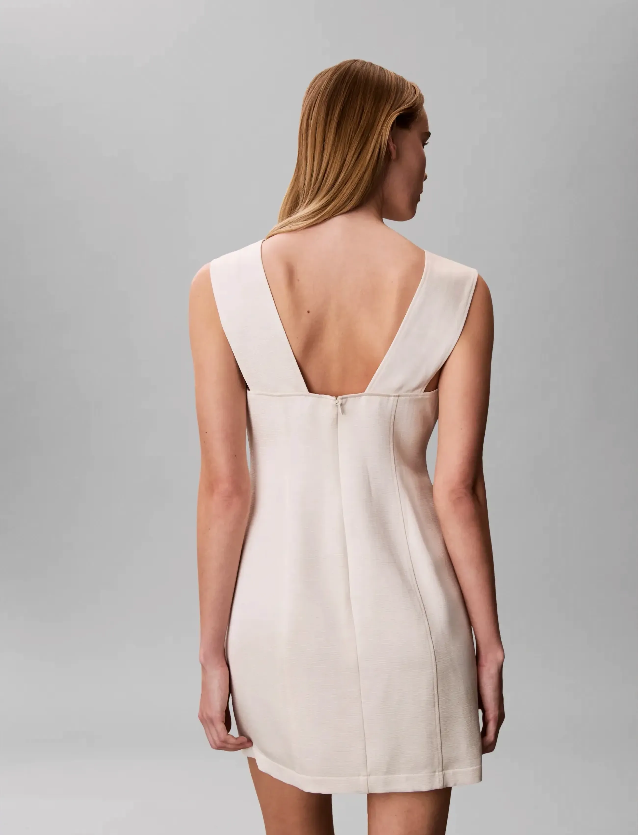 Calvin Klein - HEAVY TEXTURED SHINE MINI DRESS - korte kjoler - tofu - 4