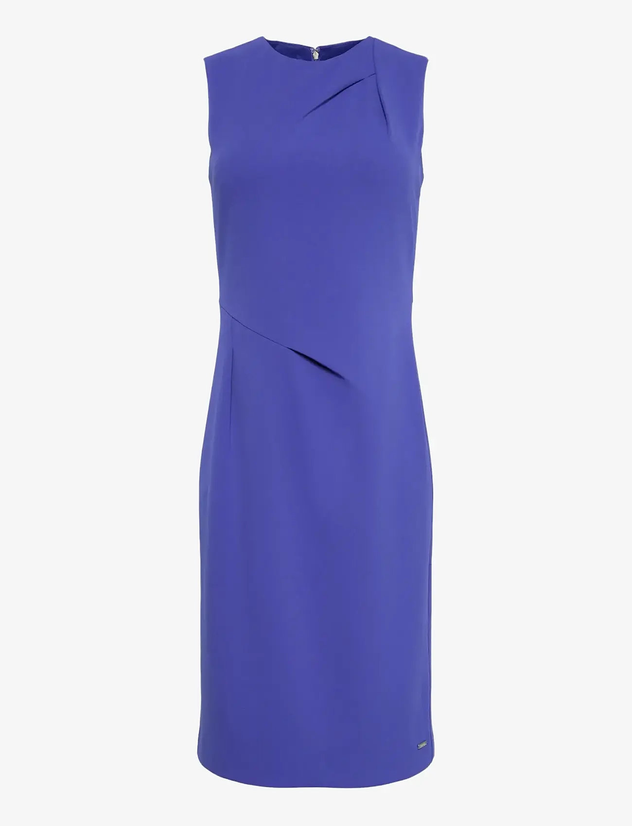Calvin Klein - SCUBA CREPE SL KNEE LENGTH DRESS - cocktailklänningar - blue river fog - 1