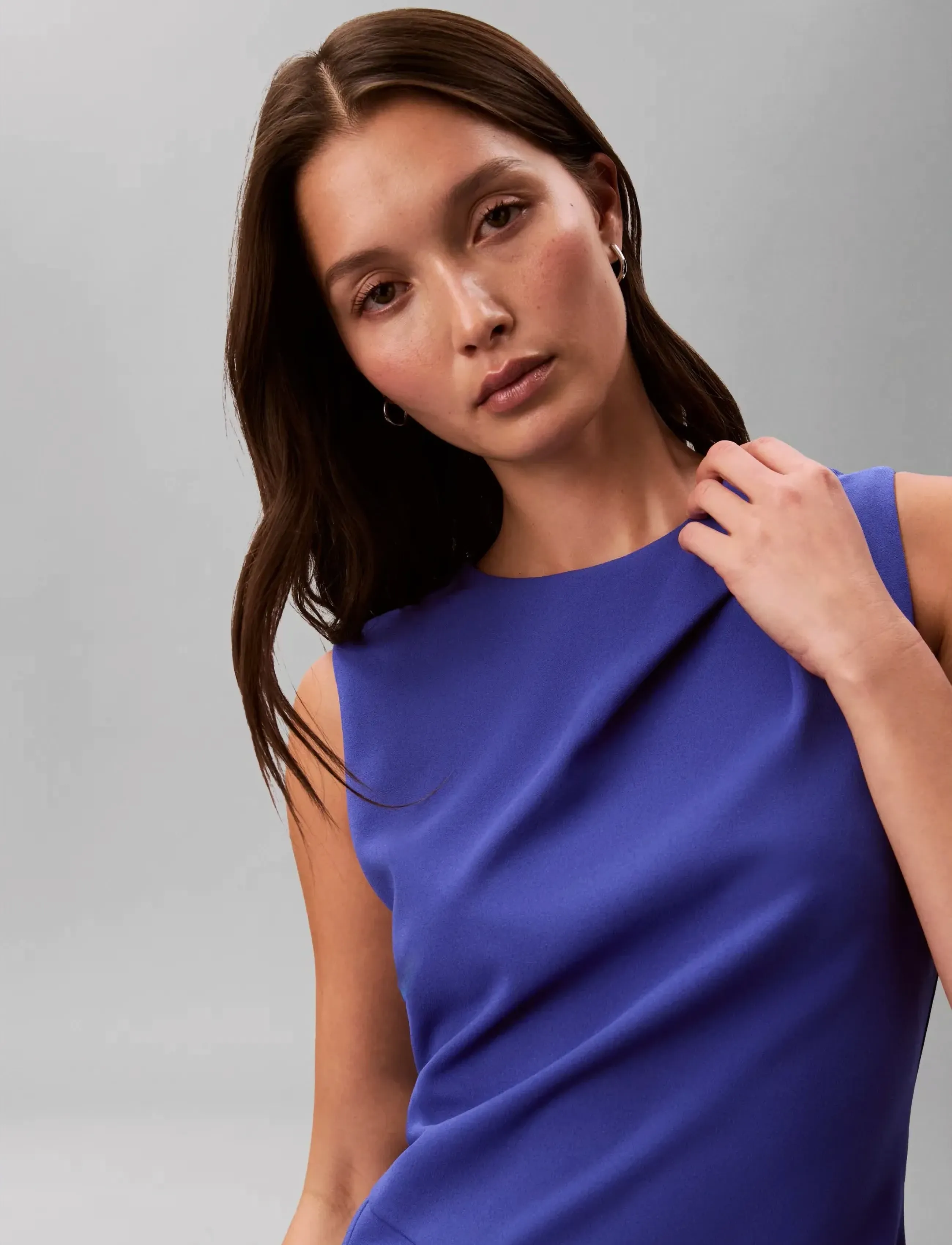 Calvin Klein - SCUBA CREPE SL KNEE LENGTH DRESS - cocktail dresses - blue river fog - 2
