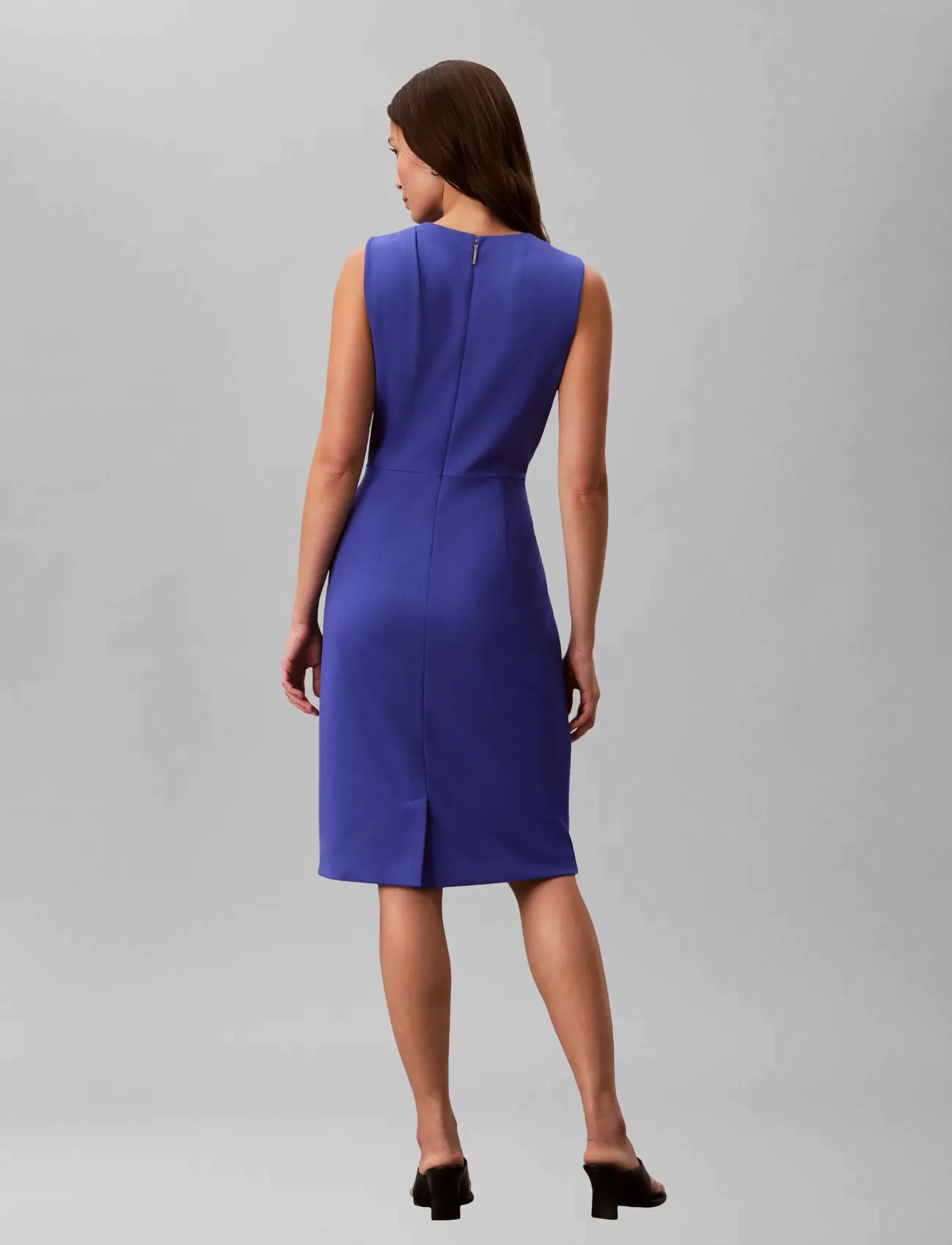 Calvin Klein - SCUBA CREPE SL KNEE LENGTH DRESS - cocktail dresses - blue river fog - 3