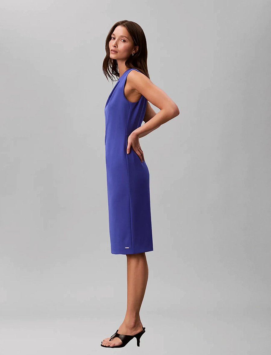 Calvin Klein - SCUBA CREPE SL KNEE LENGTH DRESS - cocktail dresses - blue river fog - 5