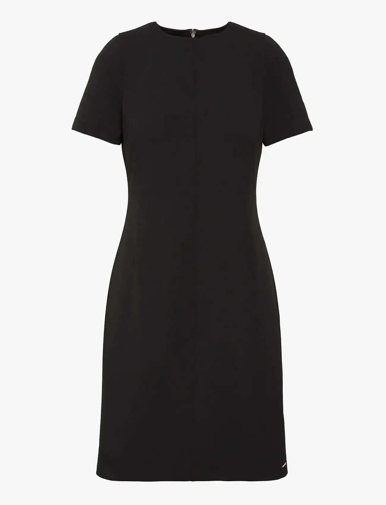 Calvin Klein - SCUBA CREPE KNEE LENGTH SS DRESS - midi dresses - black - 1