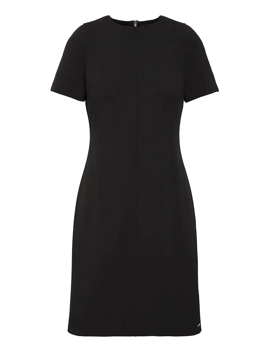Calvin Klein - SCUBA CREPE KNEE LENGTH SS DRESS - midikleider - black - 1