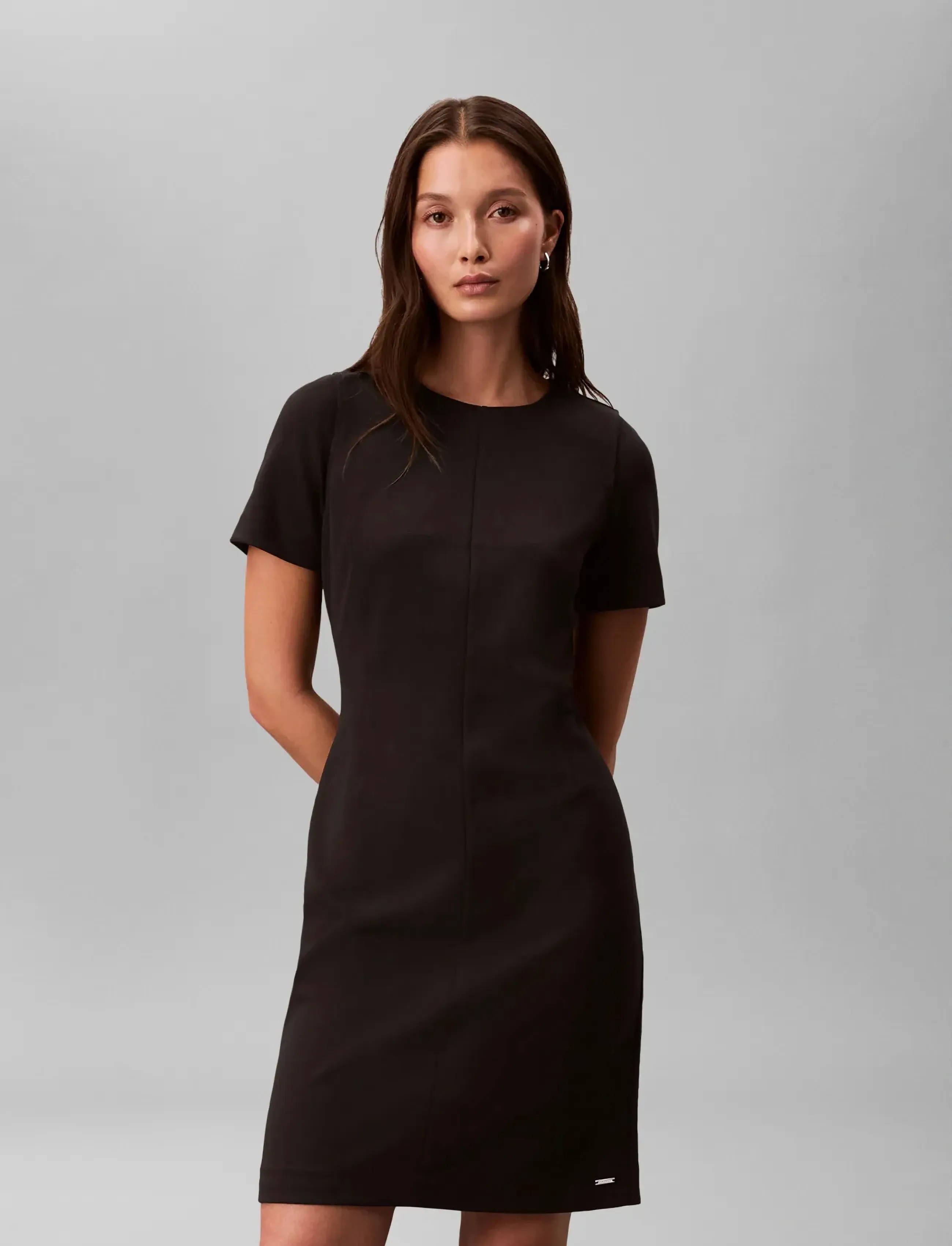 Scuba Crepe Knee Length Ss Dress 3