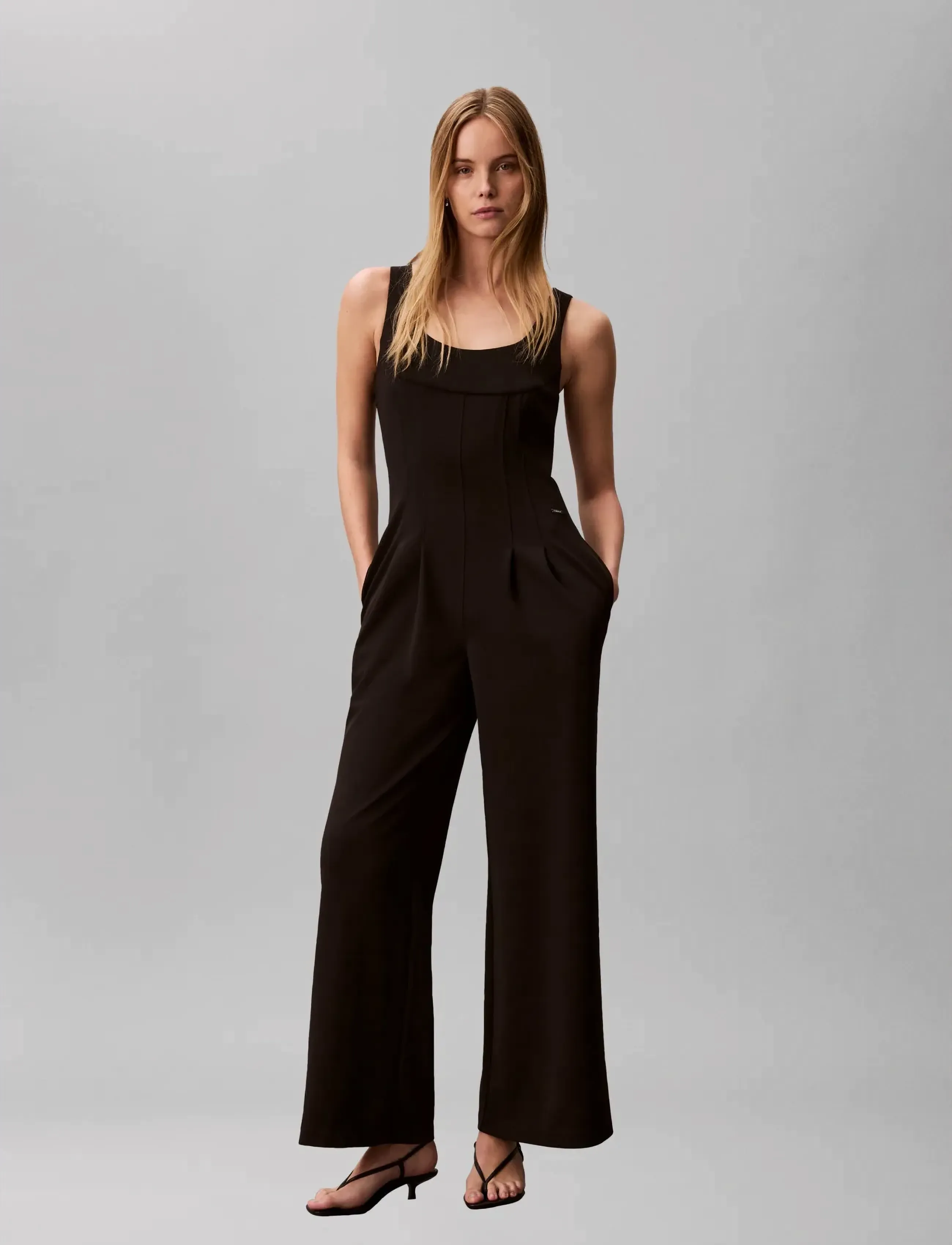 Calvin Klein Scuba Crepe Sl Jumpsuit, S, Black, Underdele > Jumpsuits, Dame