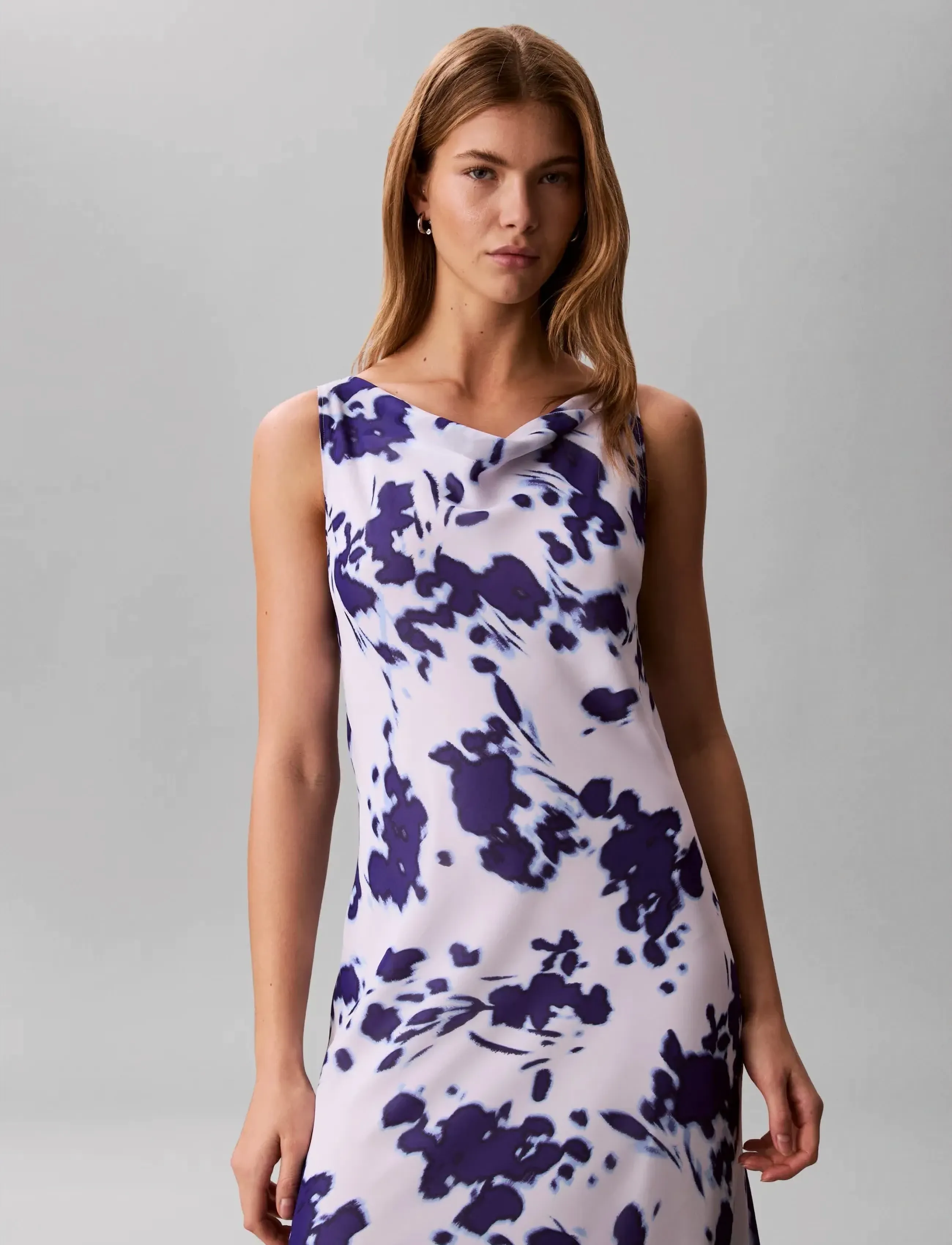 Calvin Klein - PRINTED CHIFFON SL COWL NECK MAX - Õlapaeltega kleidid - brilliant white swept floral print - 3