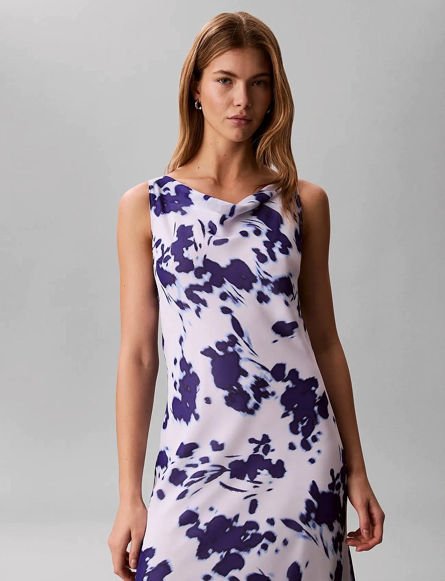 Calvin Klein - PRINTED CHIFFON SL COWL NECK MAX - konfirmation - brilliant white swept floral print - 3