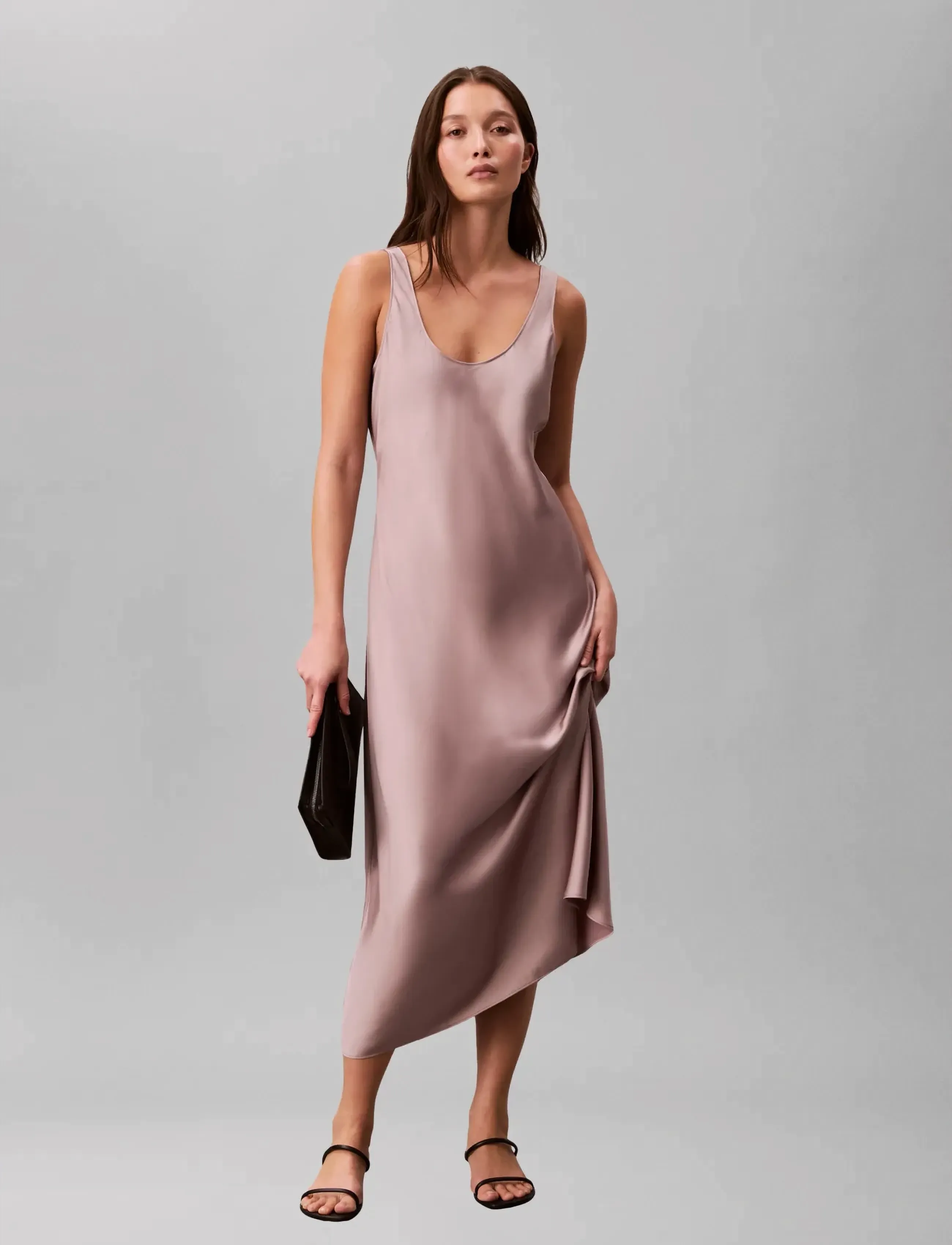 Calvin Klein Matte Satin Hero Slip Dress, Kvinder, Slipkjole, Pink, Str: S