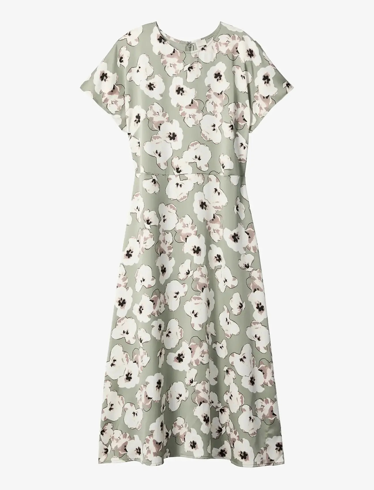 Calvin Klein - MATTE SATIN SS MIDI DRESS - sommerkleider - shadow buttercup floral print - 1
