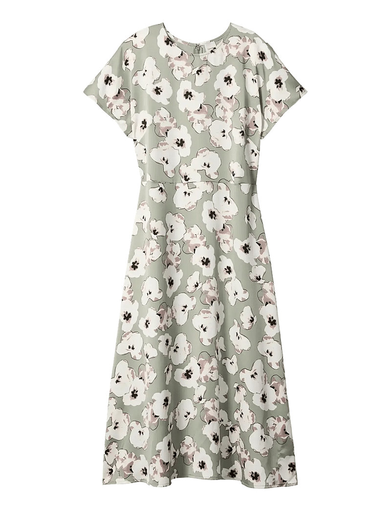 Calvin Klein - MATTE SATIN SS MIDI DRESS - sommerkleider - shadow buttercup floral print - 1