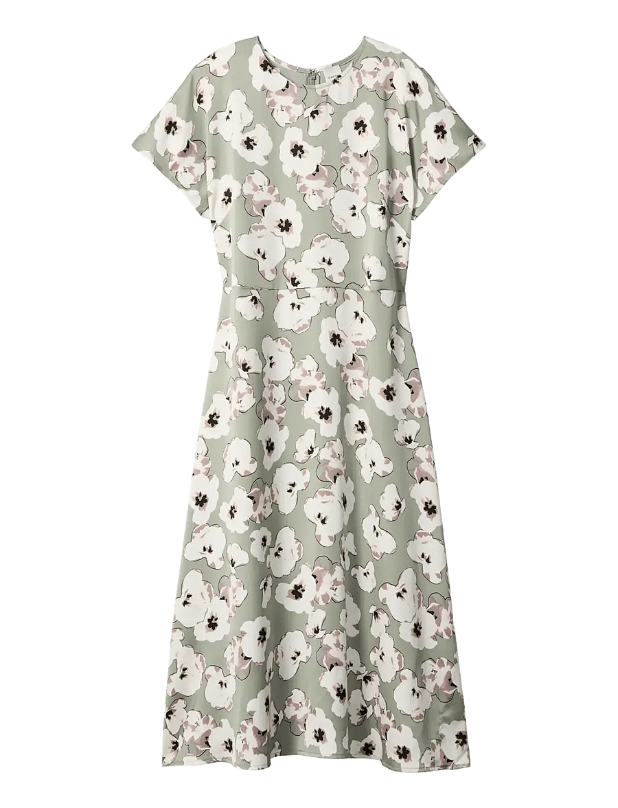 Calvin Klein - MATTE SATIN SS MIDI DRESS - suvekleidid - shadow buttercup floral print - 1