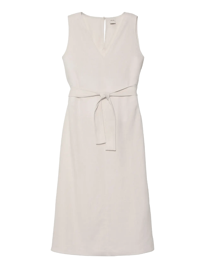 Calvin Klein Linen V Neck Sleeveless Dress midi dresses shop at Booztlet Calvin Klein Linen V Neck Sleeveless Dress midi dresses shop at Booztlet