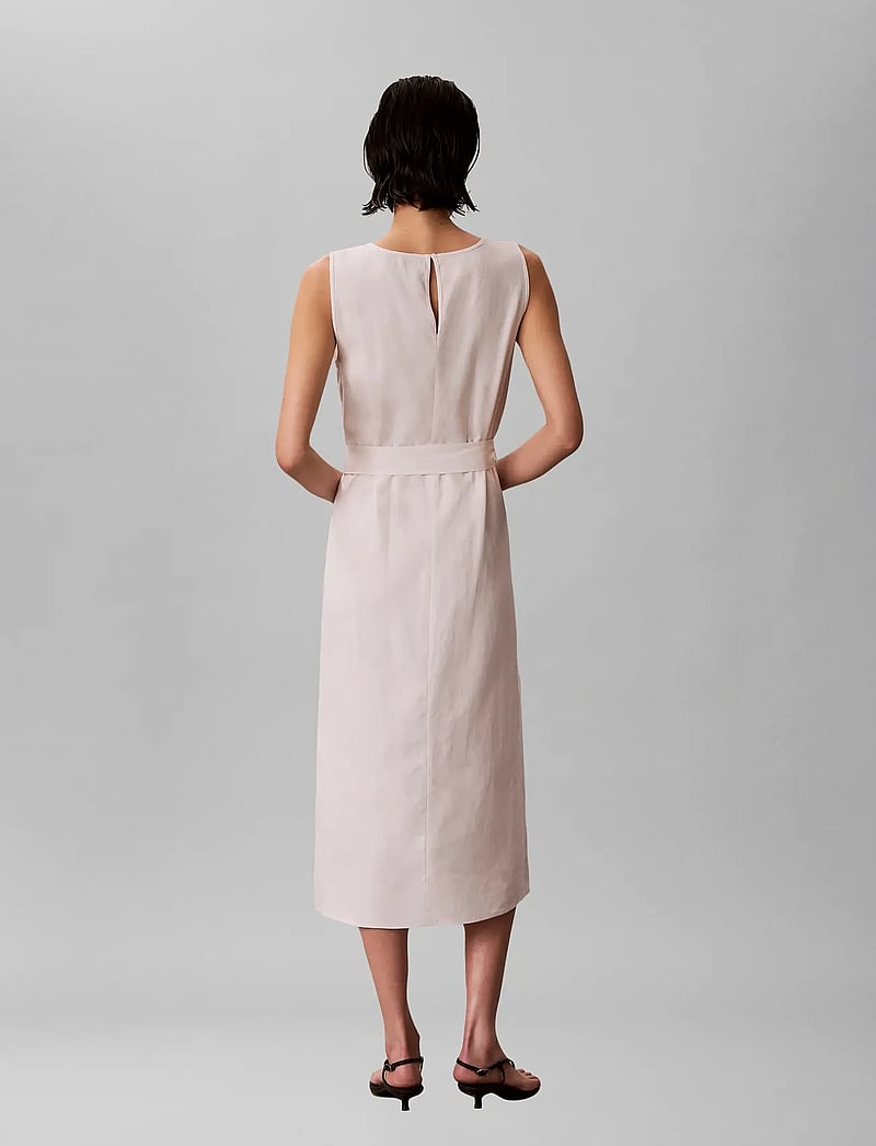 Calvin Klein Linen V Neck Sleeveless Dress midi dresses shop at Booztlet Calvin Klein Linen V Neck Sleeveless Dress midi dresses shop at Booztlet