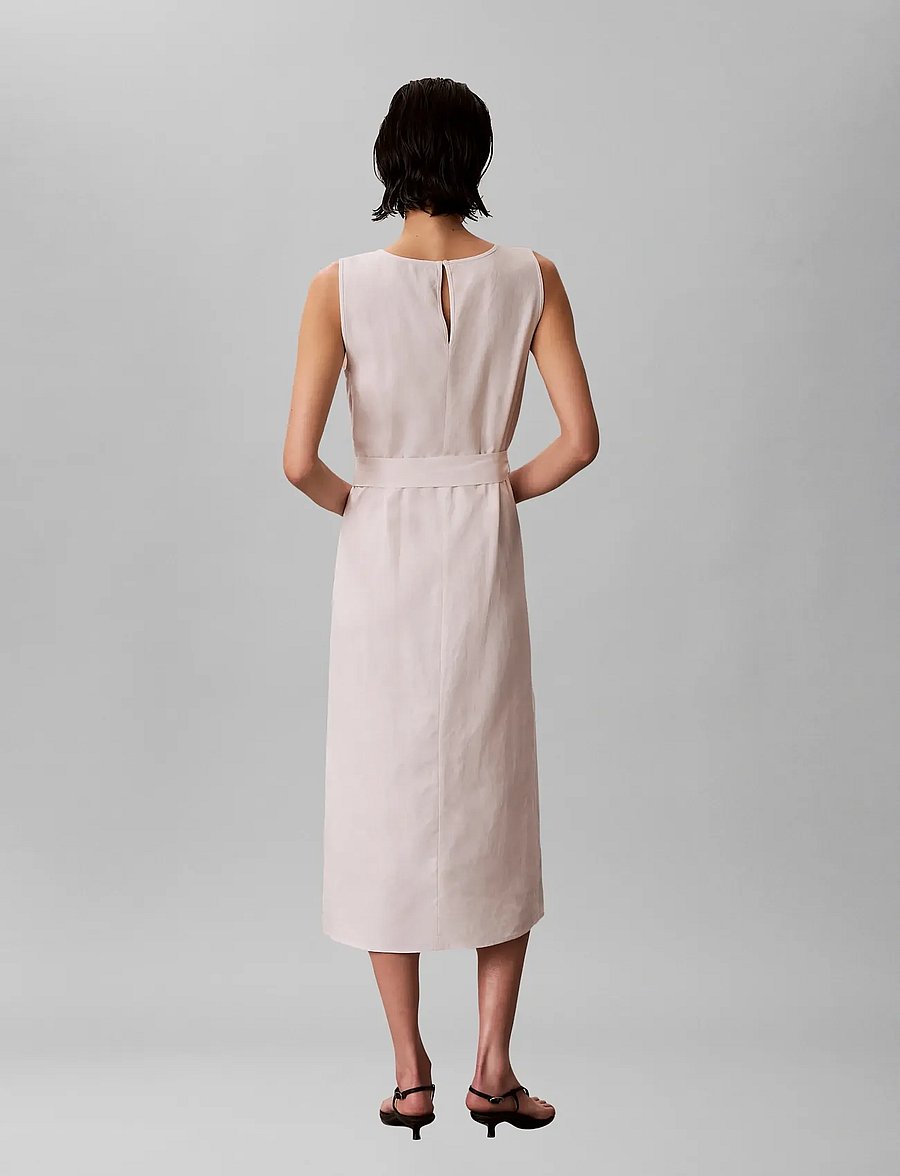 Calvin Klein - LINEN V NECK SLEEVELESS DRESS - sommerkjoler - white sand - 3