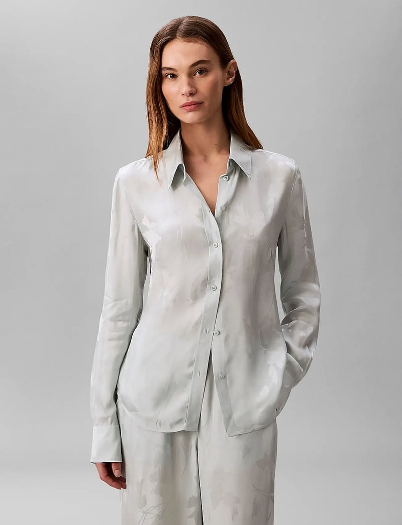 Calvin Klein - VISCOSE JACQUARD SLIM SHIRT - langærmede skjorter - pale meadow floral cuttings jacquar - 3