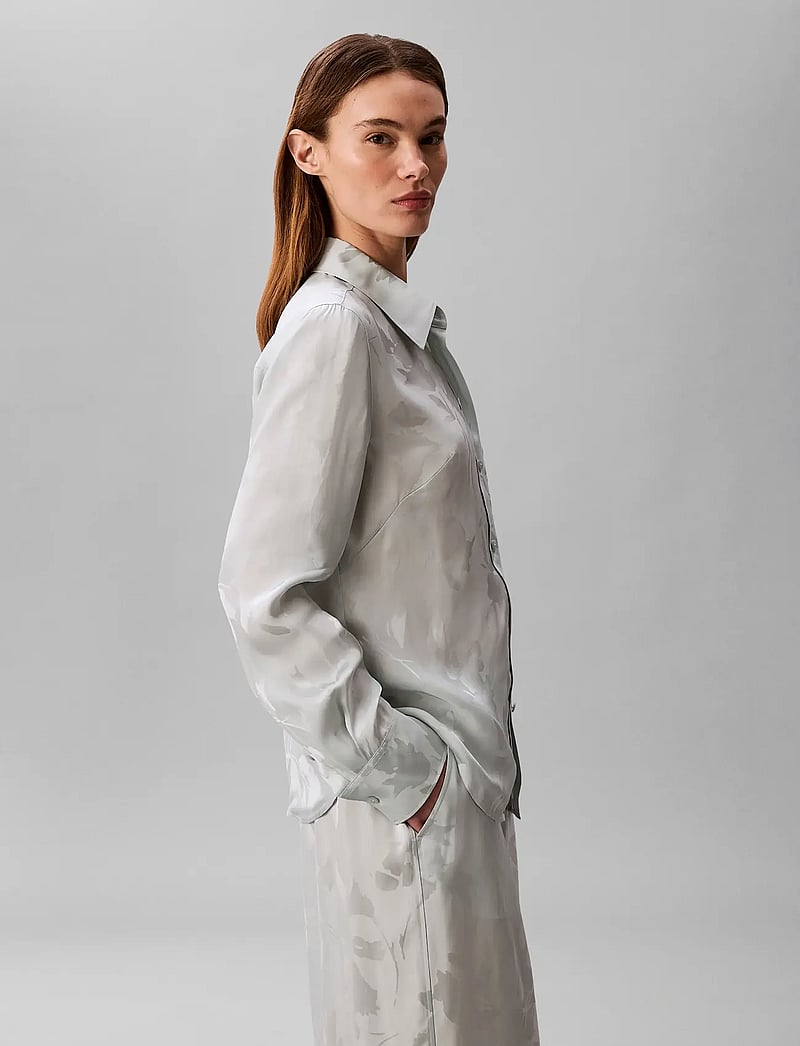 Calvin Klein - VISCOSE JACQUARD SLIM SHIRT - langærmede skjorter - pale meadow floral cuttings jacquar - 4