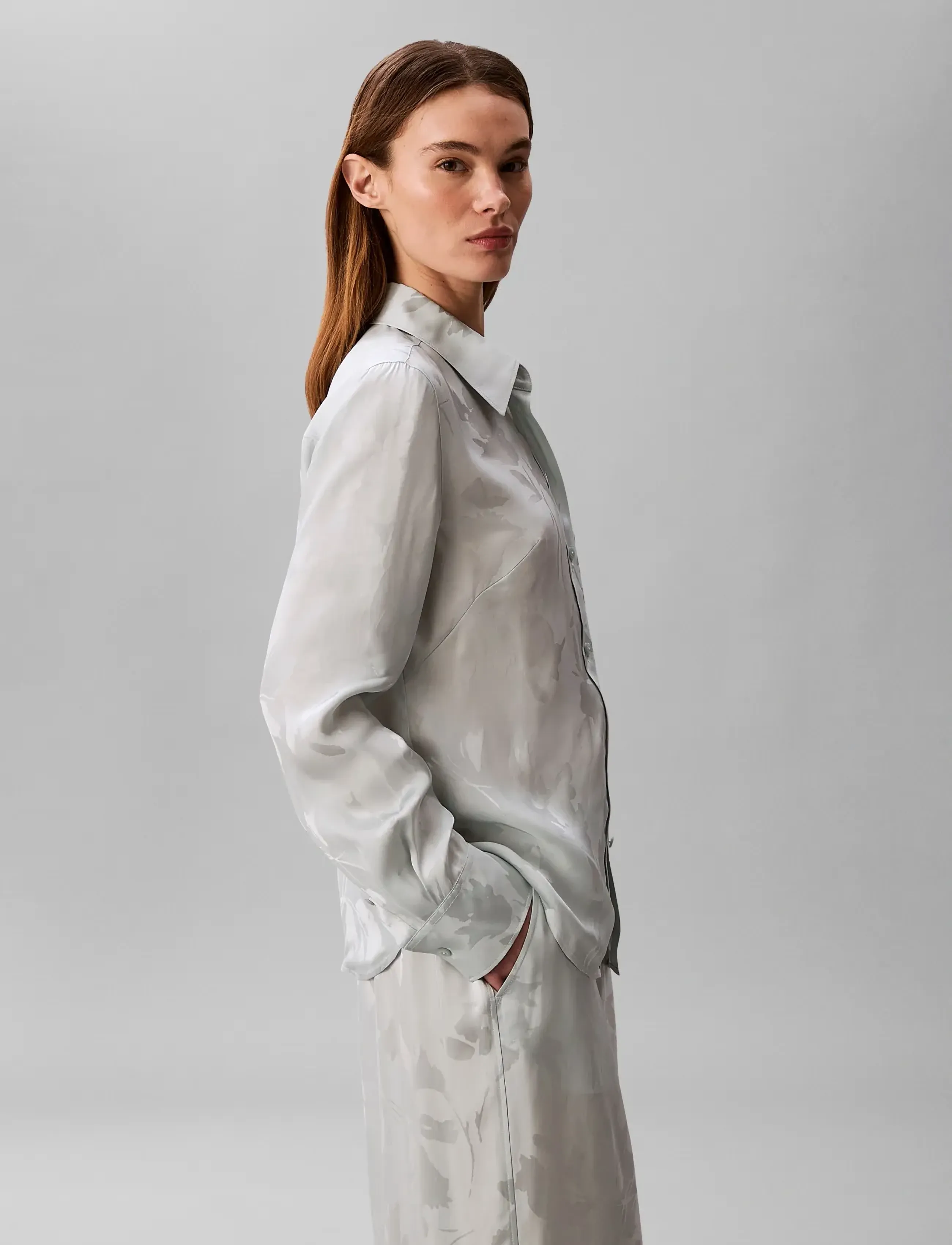 Calvin Klein - VISCOSE JACQUARD SLIM SHIRT - chemises à manches longues - pale meadow floral cuttings jacquar - 4