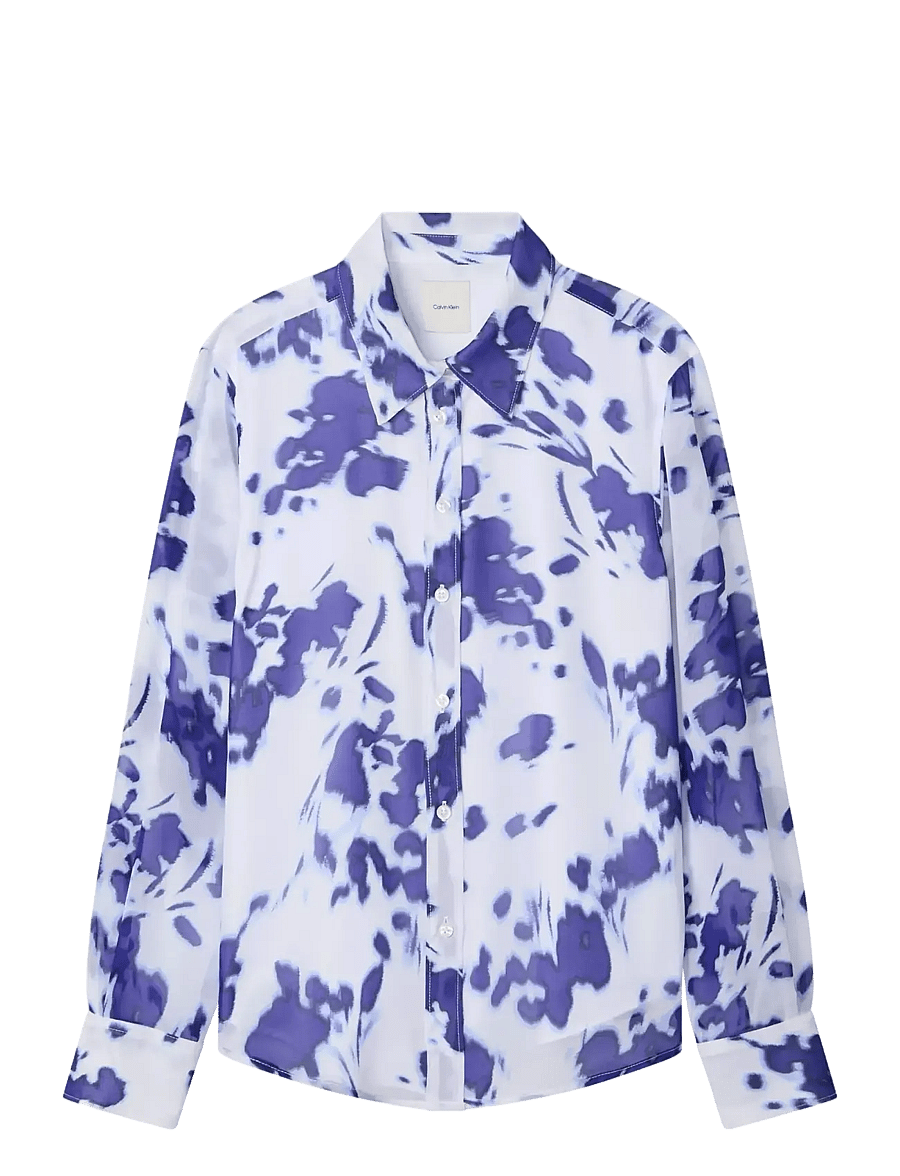 Calvin Klein - PRINTED POLY CHIFFON RELAXED BUT - pikkade varrukatega särgid - brilliant white swept floral print - 1