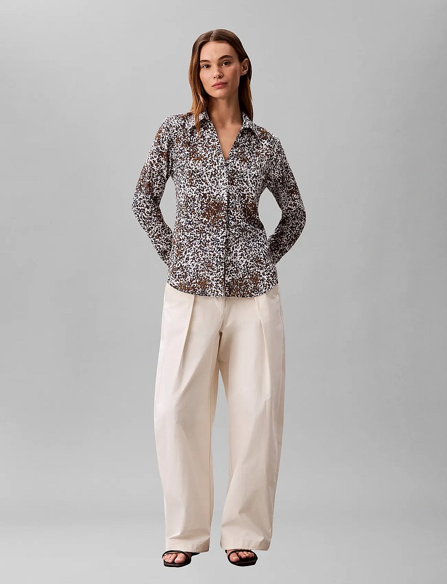 Calvin Klein - PRINTED FIL COUPE FITTED SHIRT - langärmlige hemden - sepia flecked animal print - 0
