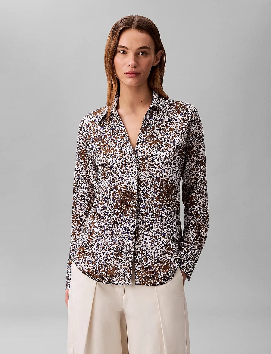 Calvin Klein - PRINTED FIL COUPE FITTED SHIRT - langärmlige hemden - sepia flecked animal print - 3
