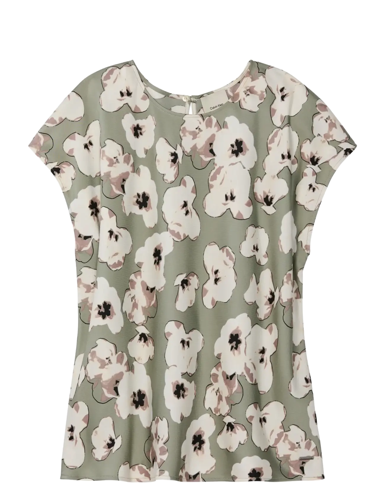 Calvin Klein PRINTED MATTE SATIN SHEATH TOP - Bluser - SHADOW BUTTERCUP FLORAL PRINT / green