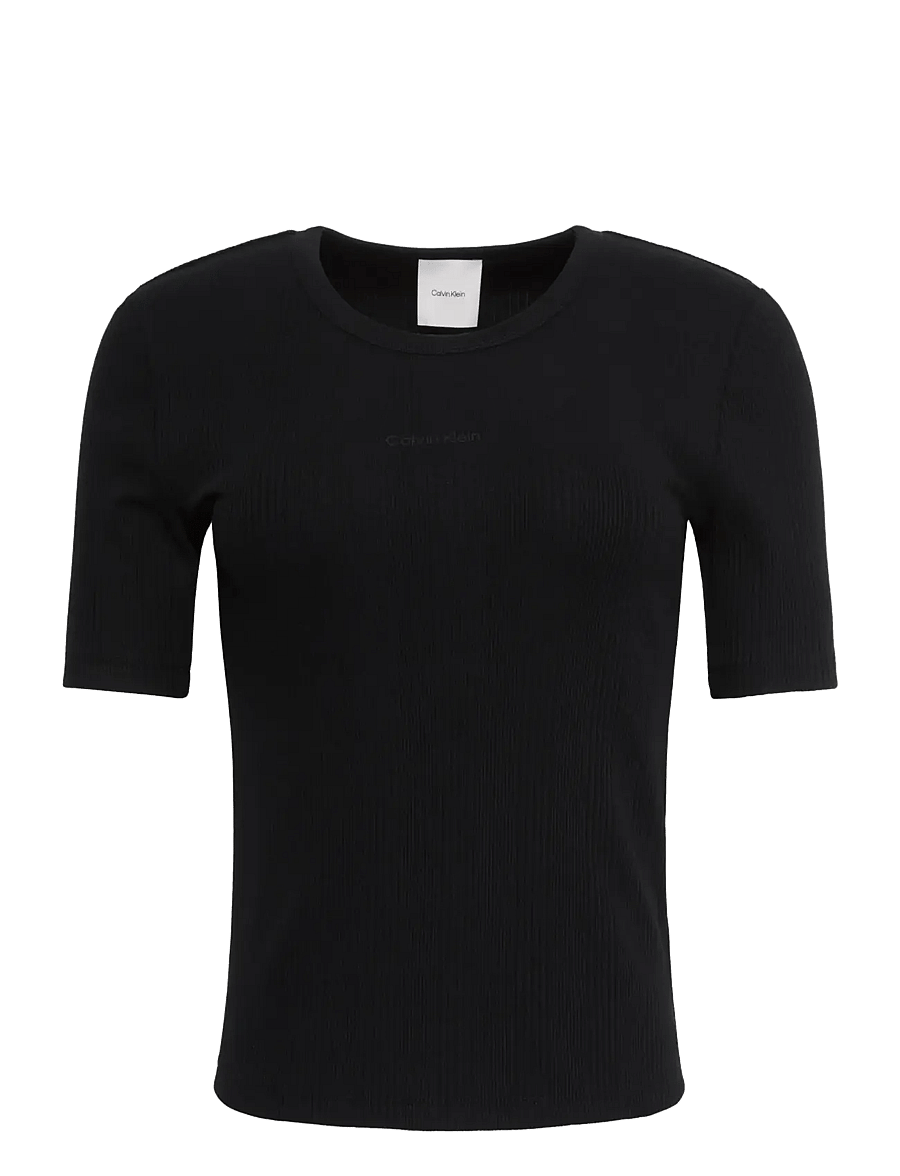 Calvin Klein - HS VARIGATED RIB NANO LOGO CNECK - t-särgid - black - 0