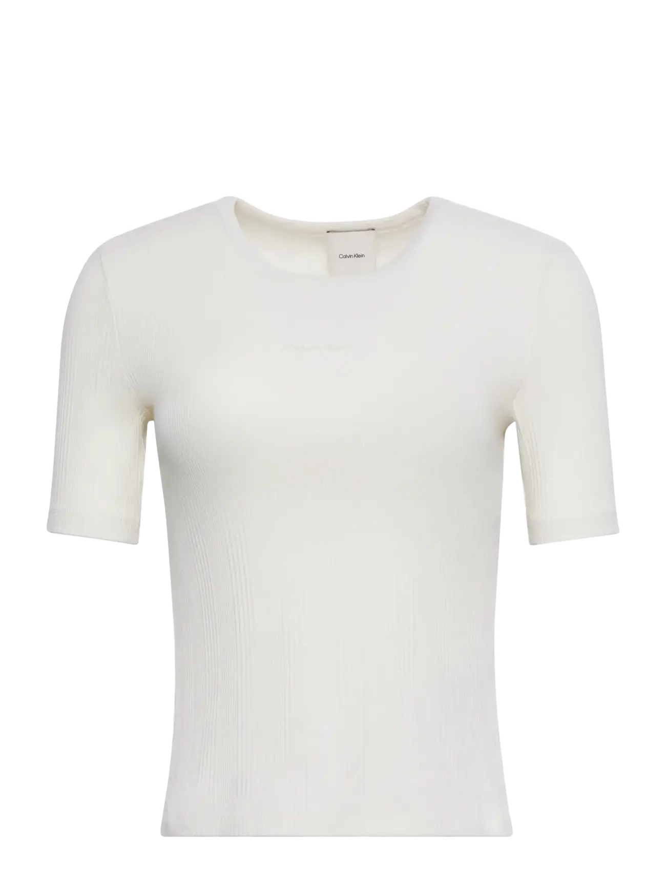 CALVIN KLEIN Hs Varigated Rib Nano Logo Cneck Cream - S - Damen