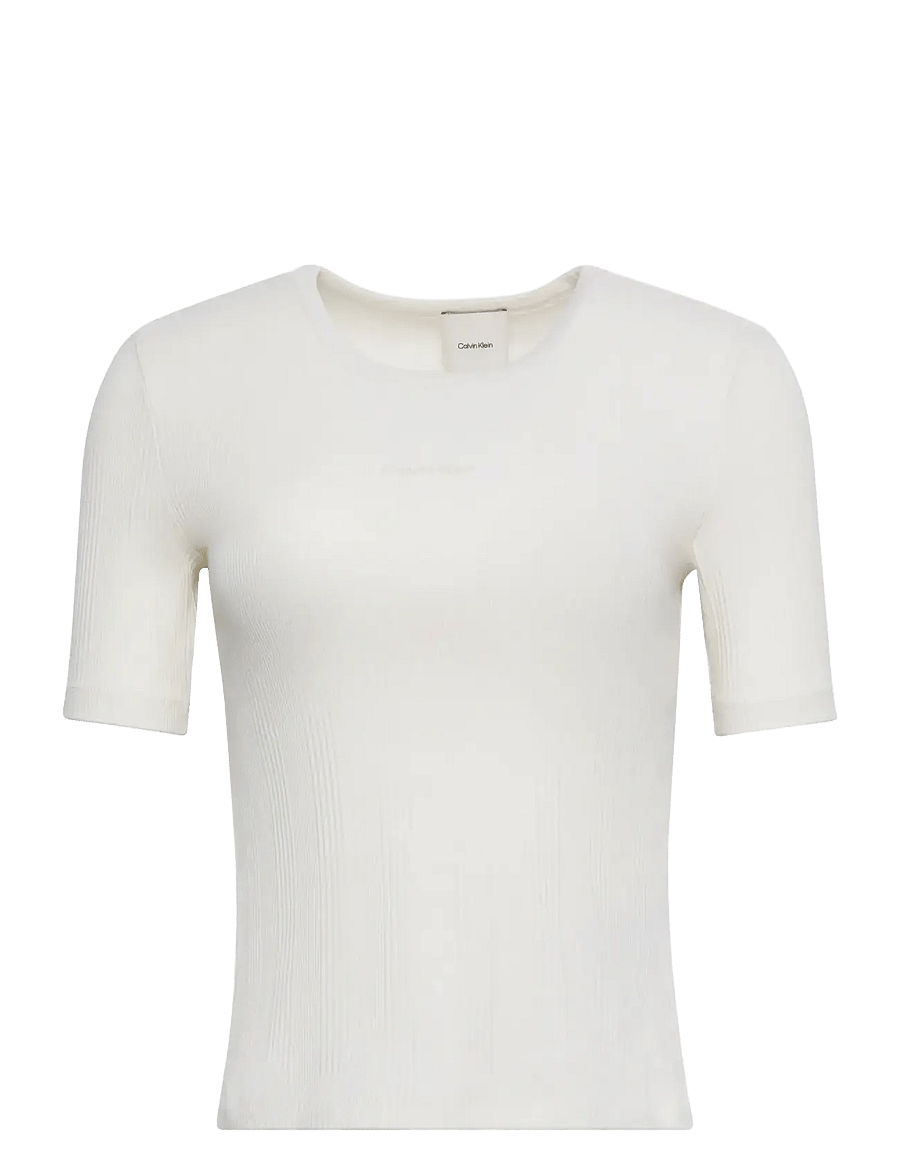 Calvin Klein - HS VARIGATED RIB NANO LOGO CNECK - t-shirts - tofu - 1