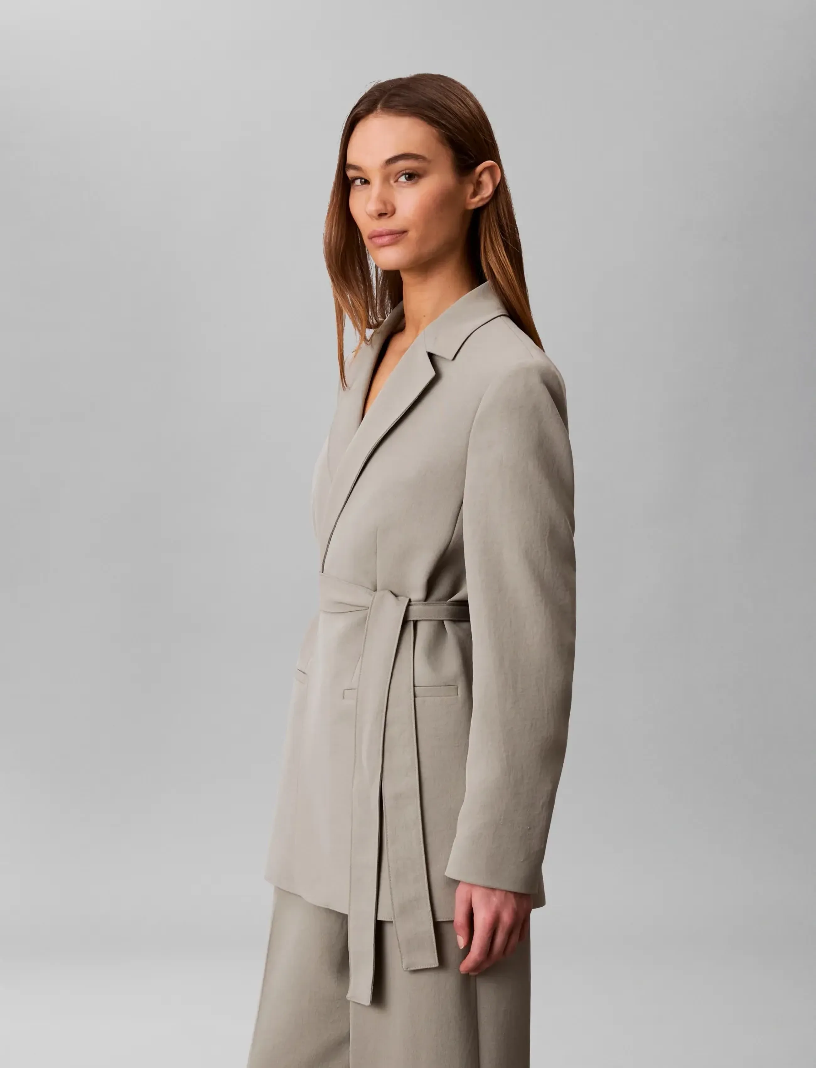 Calvin Klein - CASUAL TWILL BELTED BLAZER - vööga bleiserid - shadow - 4