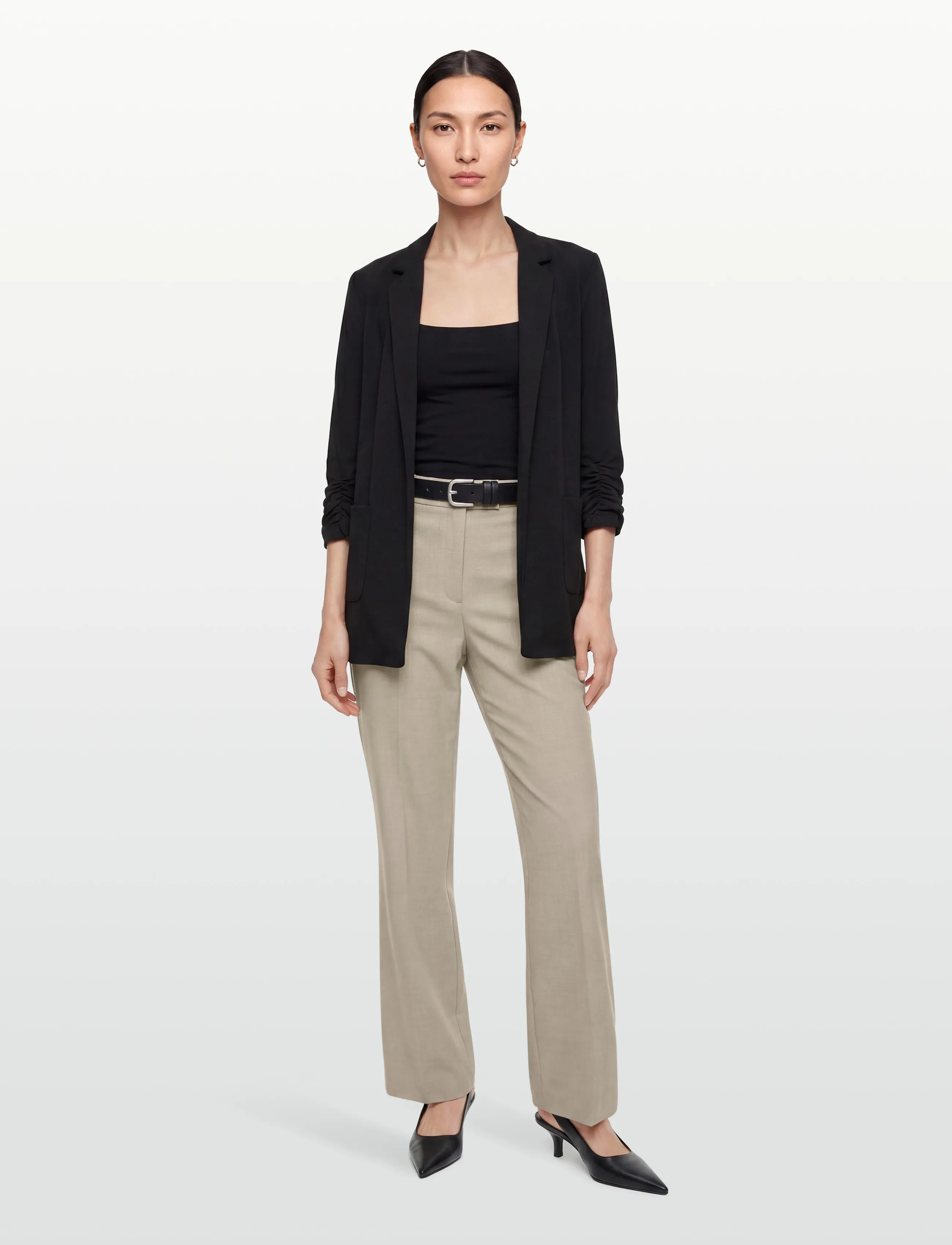 Calvin Klein LSS STRAIGHT LEG PANT - Buxur með beinum skálmum - AS HEADER / beige