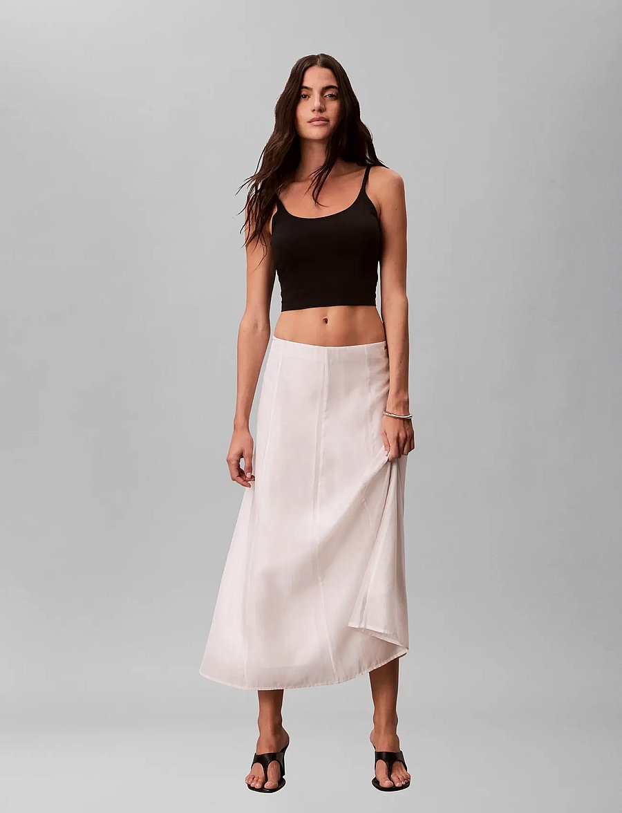 Calvin Klein - VOILE MIDI PANEL SKIRT - midi nederdele - white sand - 0