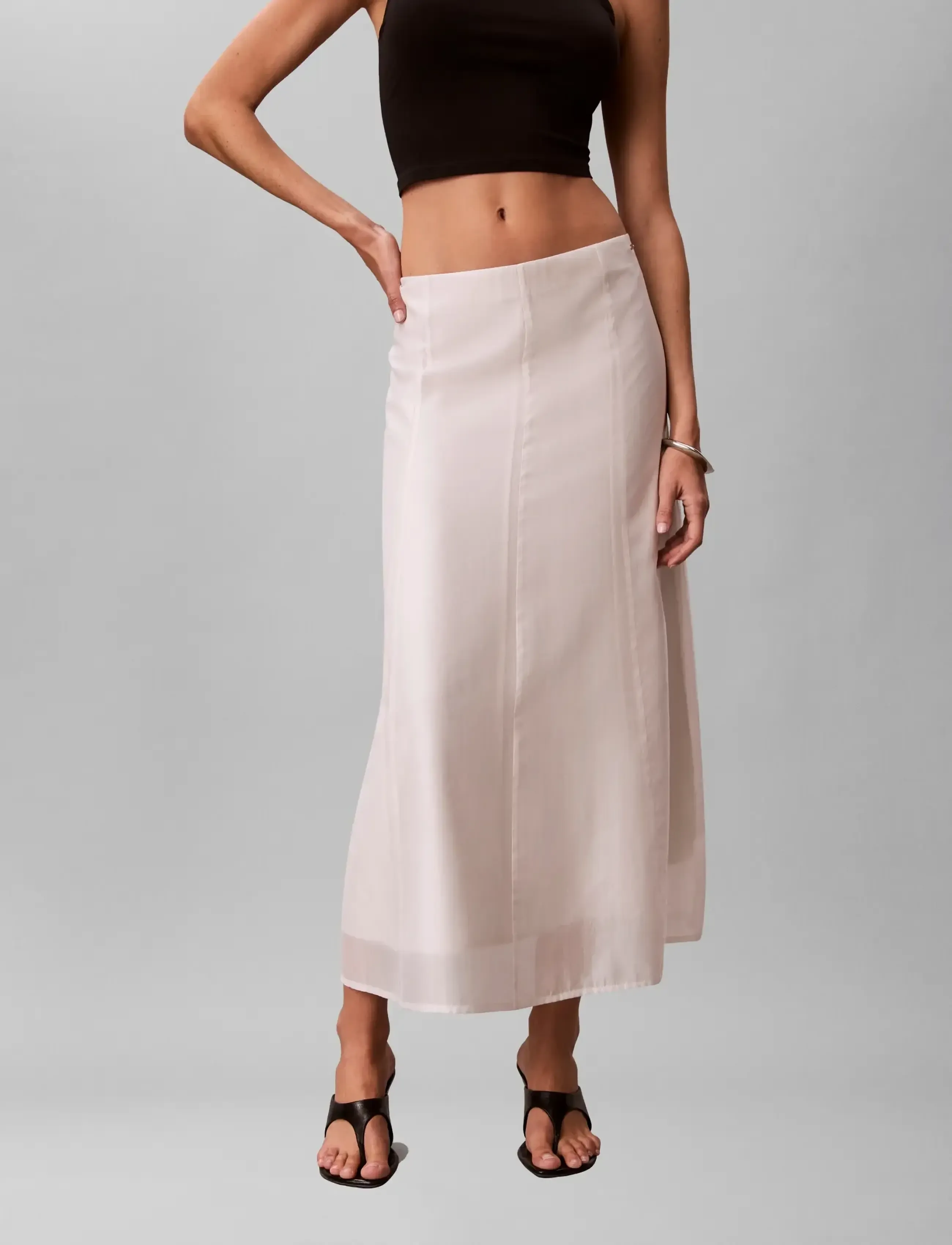 Calvin Klein - VOILE MIDI PANEL SKIRT - premium styles - white sand - 3
