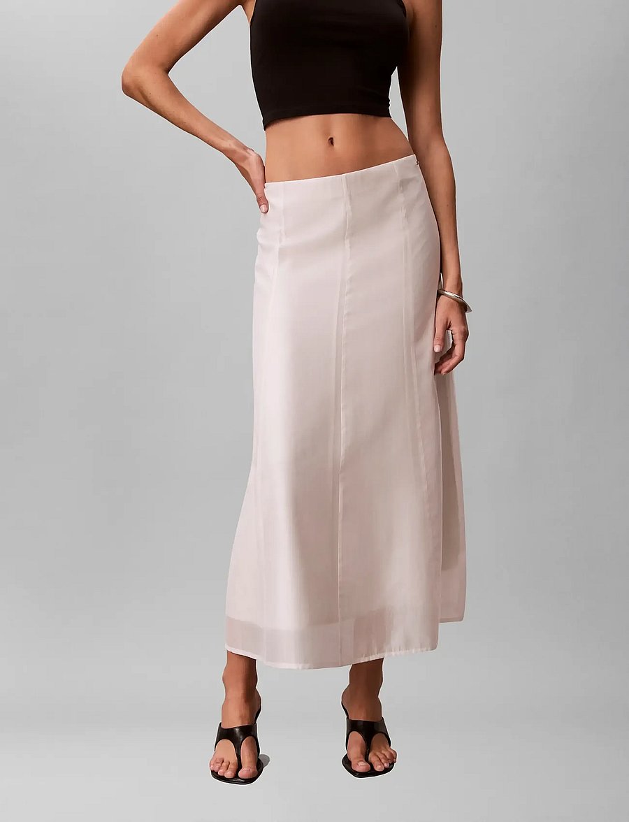 Calvin Klein - VOILE MIDI PANEL SKIRT - midi nederdele - white sand - 3