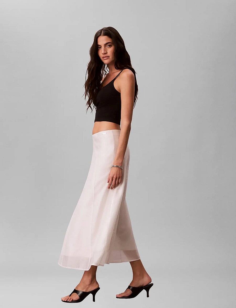 Calvin Klein - VOILE MIDI PANEL SKIRT - midi nederdele - white sand - 4