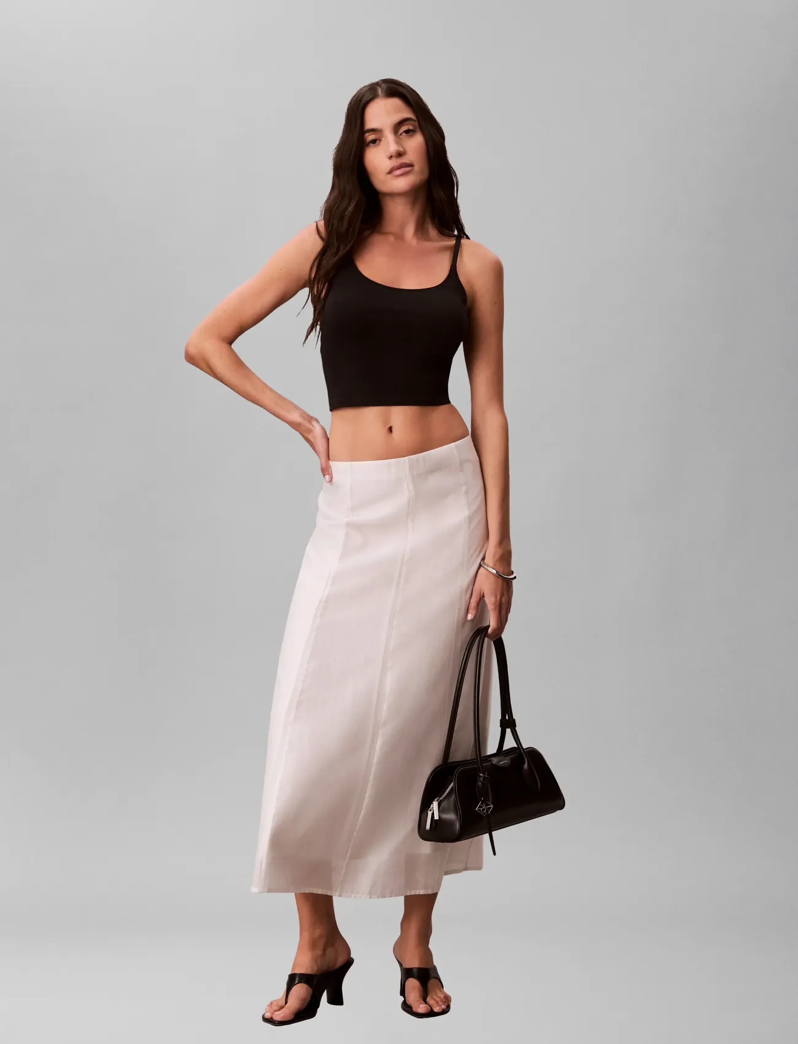 Calvin Klein - VOILE MIDI PANEL SKIRT - premium styles - white sand - 5