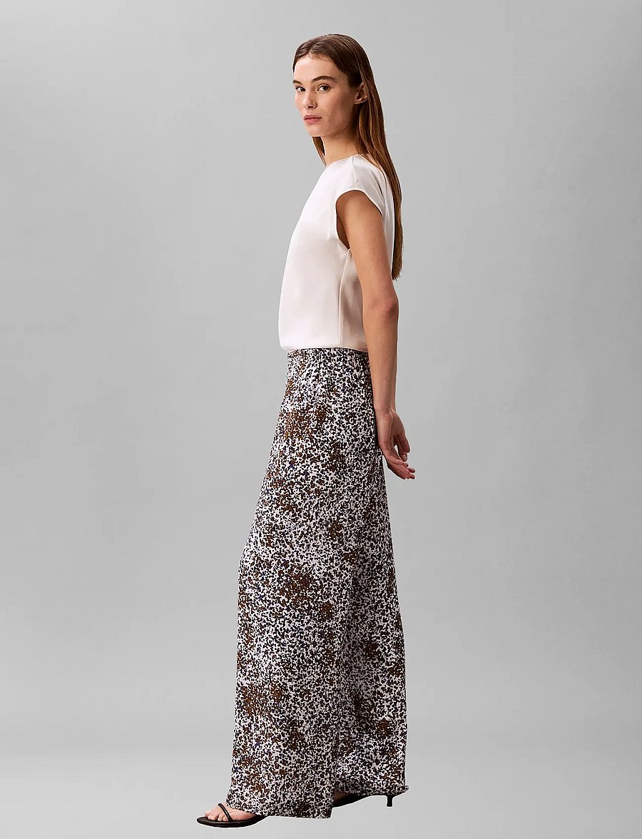 Calvin Klein - PRINTED FIL COUPE PULL ON PANT - hosen mit weitem bein - sepia flecked animal print - 4