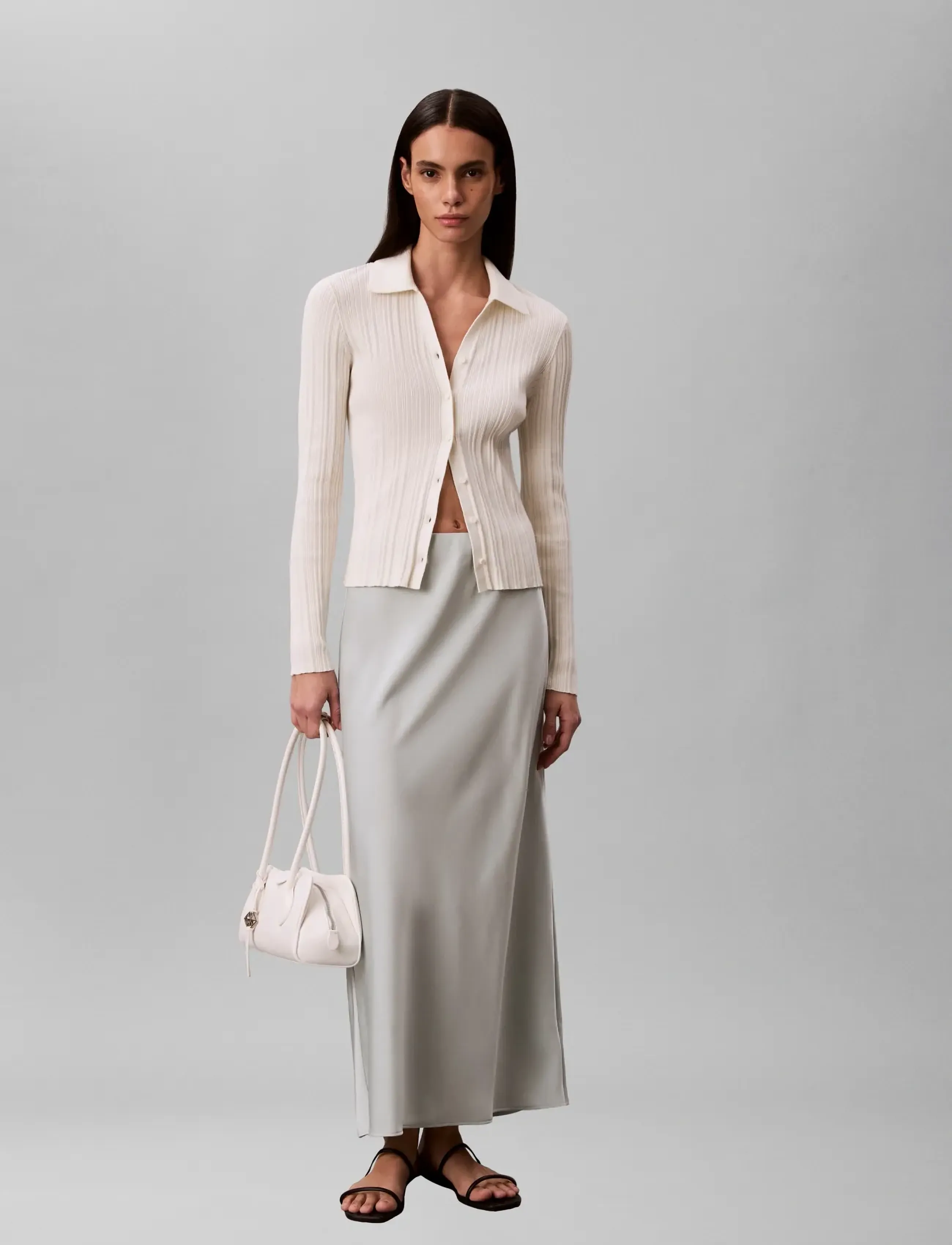 Calvin Klein SHINE SATIN MAXI SKIRT - Röcke - PALE MEADOW / green
