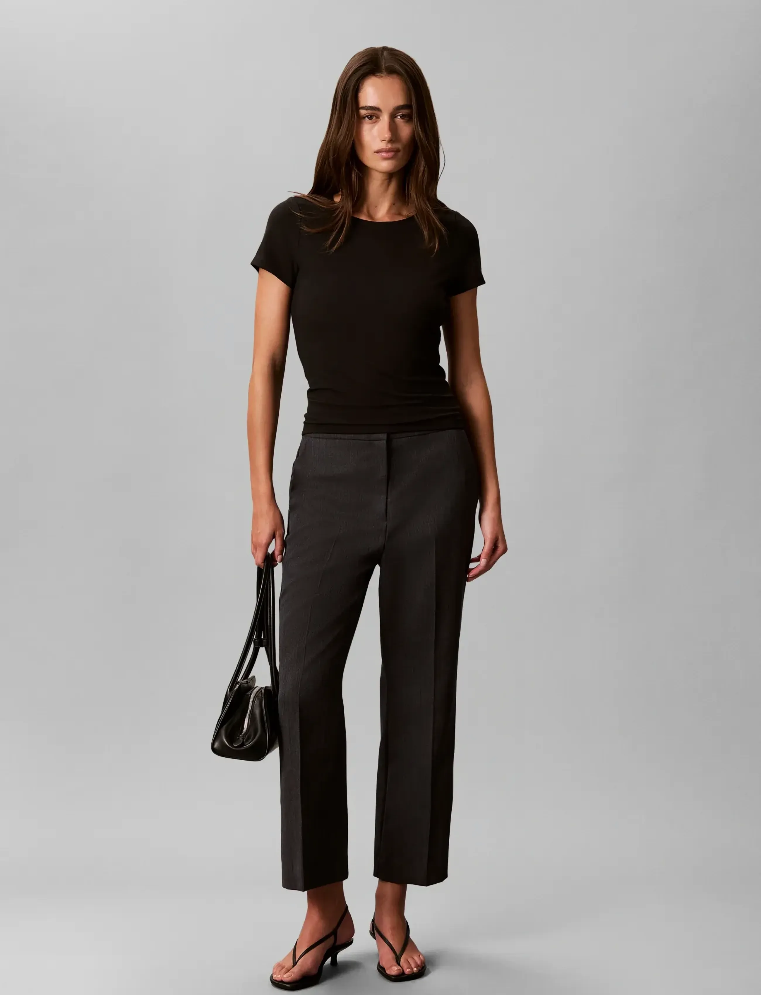 Calvin Klein WORSTED WOOL FASHION TROUSER - Hosen - CHARCOAL / grey