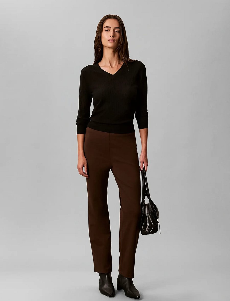 Calvin Klein - PONTE STRAIGHT LEG PANT - hose mit geradem bein - brown cork - 0