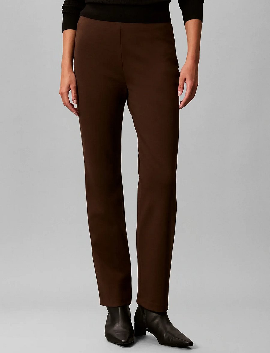 Calvin Klein - PONTE STRAIGHT LEG PANT - hose mit geradem bein - brown cork - 3