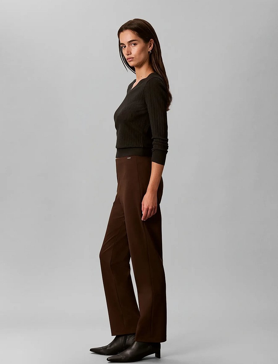Calvin Klein - PONTE STRAIGHT LEG PANT - hose mit geradem bein - brown cork - 5
